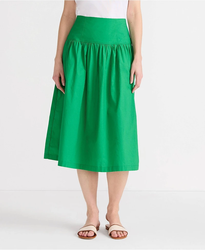 Lands' End Women's Poplin Drop Waist Midi Skirt