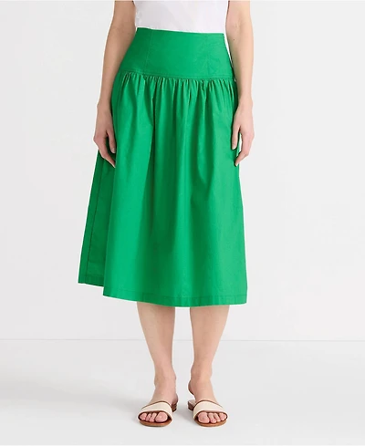 Lands' End Women's Poplin Drop Waist Midi Skirt