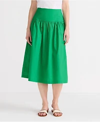 Lands' End Women's Poplin Drop Waist Midi Skirt