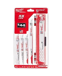 Milwaukee Sawzall Demolition Wood and Metal Cutting Bi-Metal Reciprocating Blade - 12 Piece Set - 49-22-1129