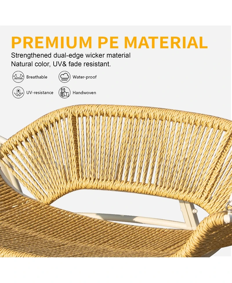 Outdoor Patio Porch Swing, 2-Seat Hanging Swing Chair, Rattan Porch Swing Chair Outdoor Hammock Chair, Garden