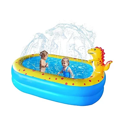 Inflatable Dinosaur Pool kid pool Kiddie Pool Indoor Outdoor Kids Swimming for Ages 2+ 67"x 41"x 32" Blue