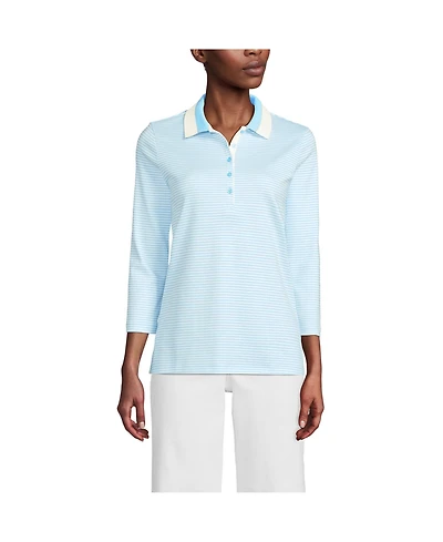 Lands' End Women's 3/4 Sleeve Supima Cotton Polo Shirt