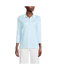Lands' End Women's 3/4 Sleeve Supima Cotton Polo Shirt