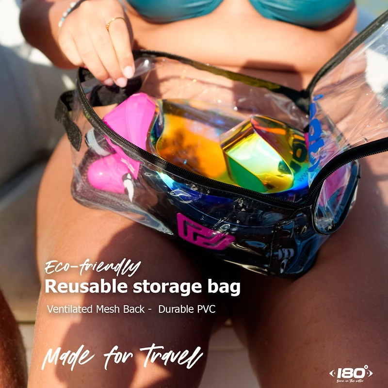 Moflow+ Irridium Full Face Snorkel Mask Black S/M – Panoramic View, CO2-Free, 4X Oxygen, Anti-Fog, Dry Snorkel, Camera Mount, Silicone, Premium