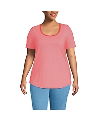 Lands' End Plus Short Sleeve Power Performance Scoop Neck Curved Hem Tunic Tee