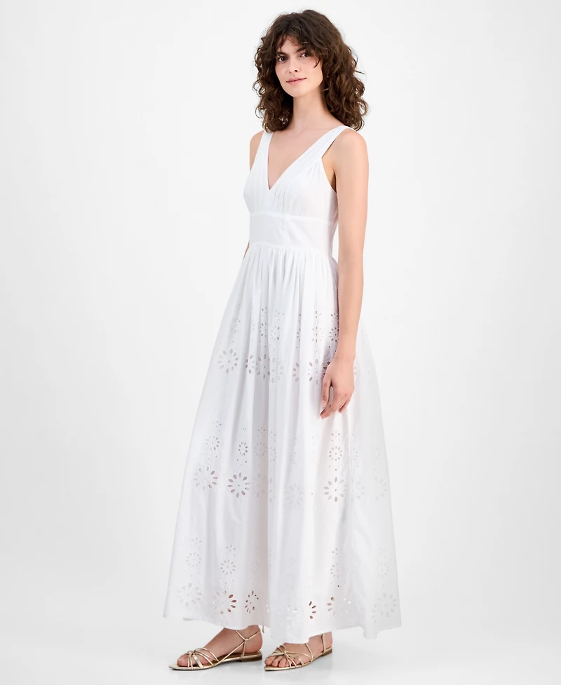 I.n.c. International Concepts Women's Cotton Eyelet V-Neck Maxi Dress, Macy's Exclusive