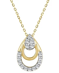 Diamond Triple Pear Openwork Pendant Necklace (1/8 ct. t.w.) in 14k Gold, 16" + 2" extender