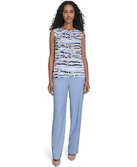 Calvin Klein Women's Printed Keyhole-Neck Sleeveless Blouse