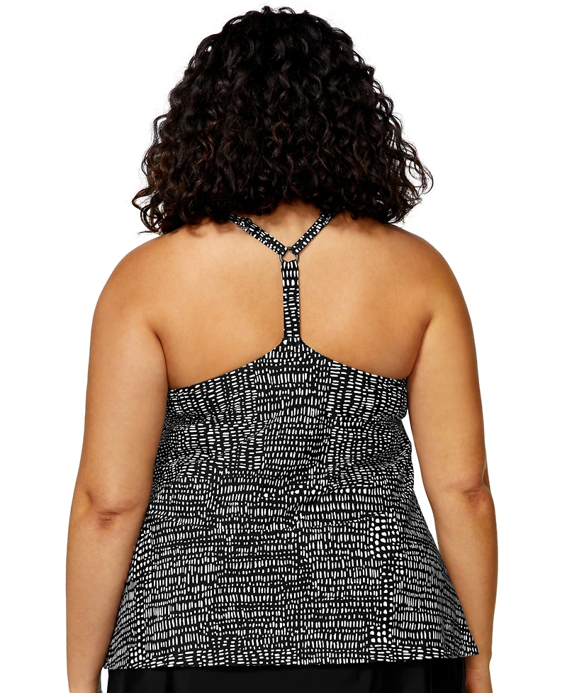 Island Escape Plus Printed Racerback Tankini Top, Exclusively at Macy's