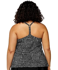Island Escape Plus Printed Racerback Tankini Top, Exclusively at Macy's