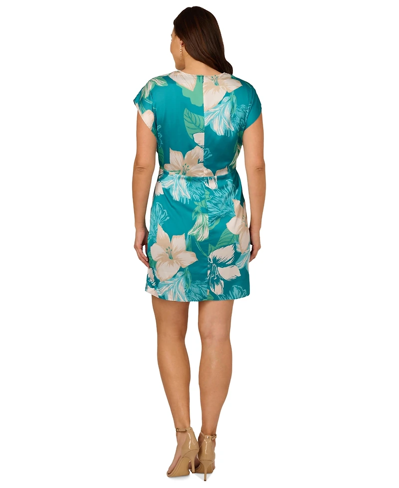 Adrianna Papell Women's Printed Sarong-Skirt Faux-Wrap Dress