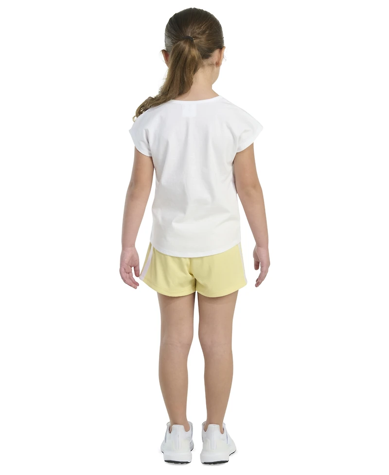 adidas Toddler and Little Girls 2-Piece Short Sleeve Graphic T-Shirt Mesh Set