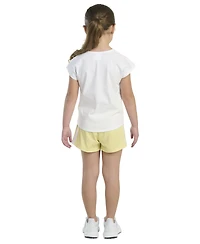 adidas Toddler and Little Girls 2-Piece Short Sleeve Graphic T-Shirt Mesh Set