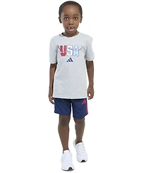 adidas Toddler & Little Boys Graphic T-Shirt Stripe Shorts