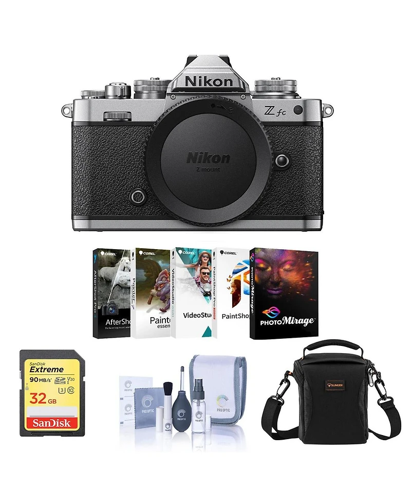 Nikon Z fc Dx-Format Mirrorless Camera Bundle with 32GB Sd Card, Shoulder Bag, Corel Pc Software Kit, Cleaning Kit