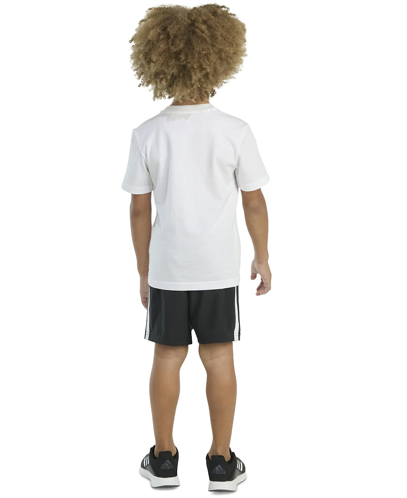 adidas Toddler & Little Boys Short-Sleeve T-Shirt Woven Shorts, 2 Piece Set