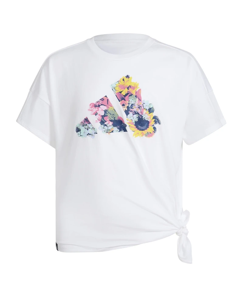 adidas Big Girls Short Sleeve Tie Front T-Shirt