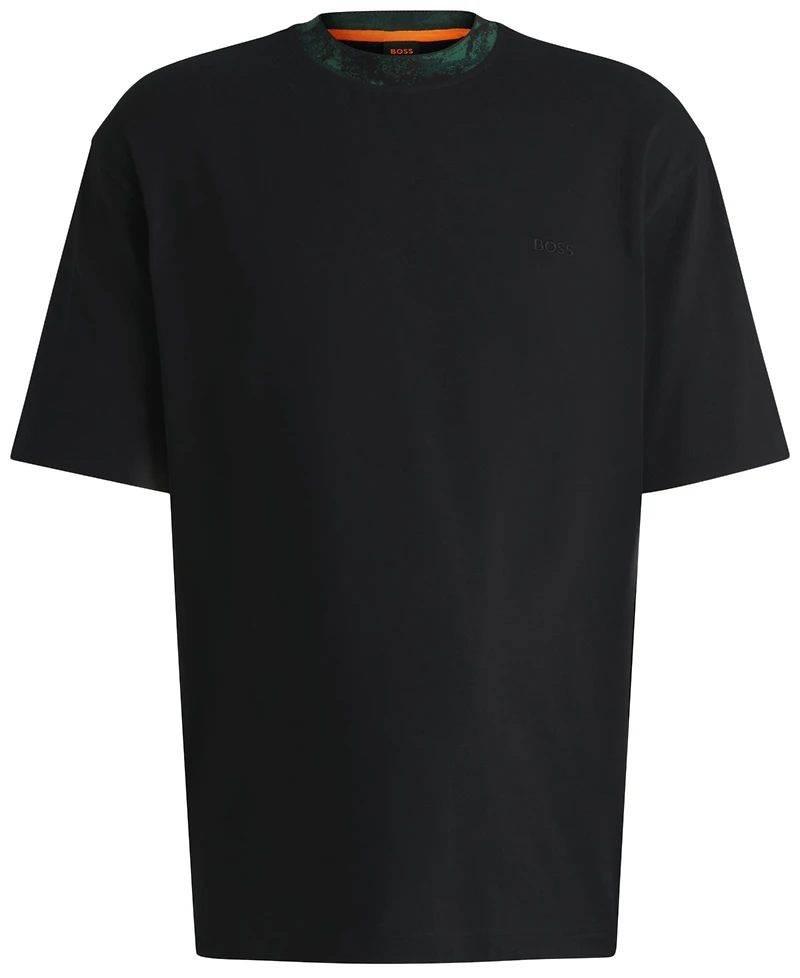 Boss by Hugo Men's Artwork Collar Relaxed Fit T-Shirt
