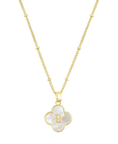 Adornia Gold Mother of Pearl Initial Clover Necklace - White
