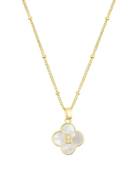 Adornia Gold Mother of Pearl Initial Clover Necklace - White