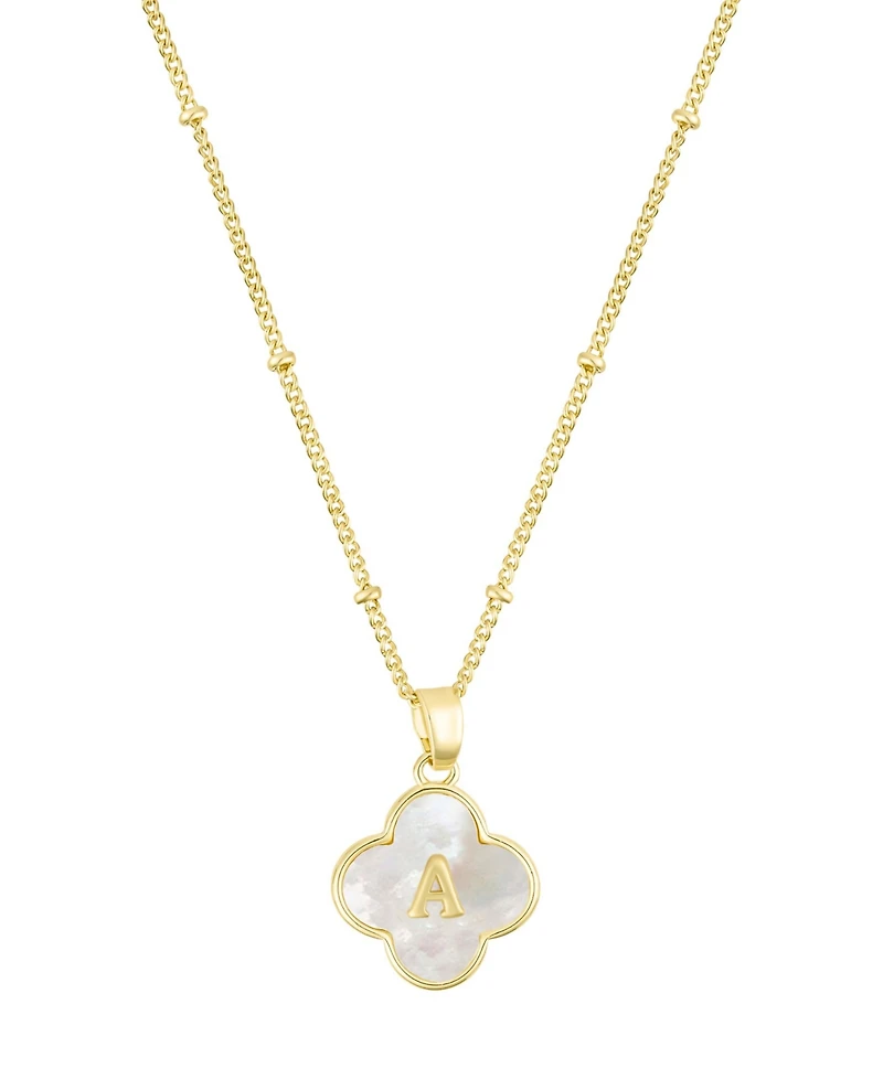 Adornia Gold Mother of Pearl Initial Clover Necklace - White