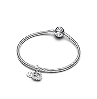 Pandora Sparkling Heart Double Dangle Sterling Silver Charms