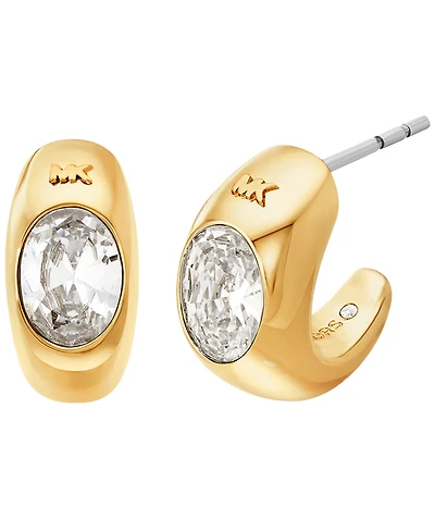 Michael Kors 14K Gold-Plated Brass Oval Stone Hoop Earrings