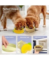 P.t. Supply Co. Yellow Small Pineapple-Shaped Silicone Pet Bowl with Non-Slip Suction Base