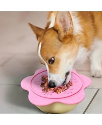 P.t. Supply Co. Lilac Small Flower-Shaped Silicone Pet Bowl with Non-Slip Suction Base