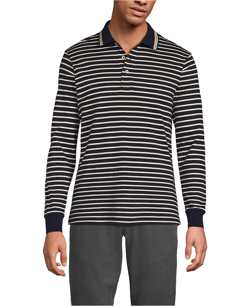 Lands' End Men's Long Sleeve Cotton Supima Polo Shirt