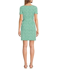 Lands' End Women's Short Sleeve Cotton Modal Wrap Above the Knee Dress