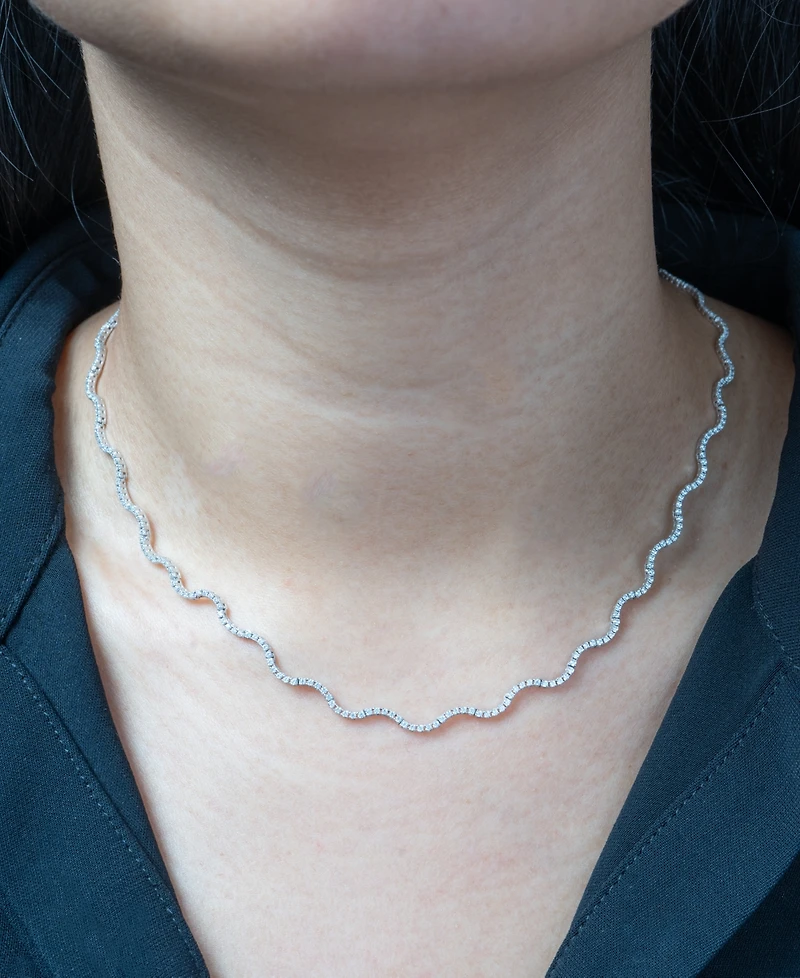 Wrapped in Love Diamond Wavy 16" Tennis Necklace (2 ct. t.w.) in 14k White Gold, Exclusively at Macy's
