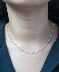 Wrapped in Love Diamond Wavy 16" Tennis Necklace (2 ct. t.w.) in 14k White Gold, Exclusively at Macy's