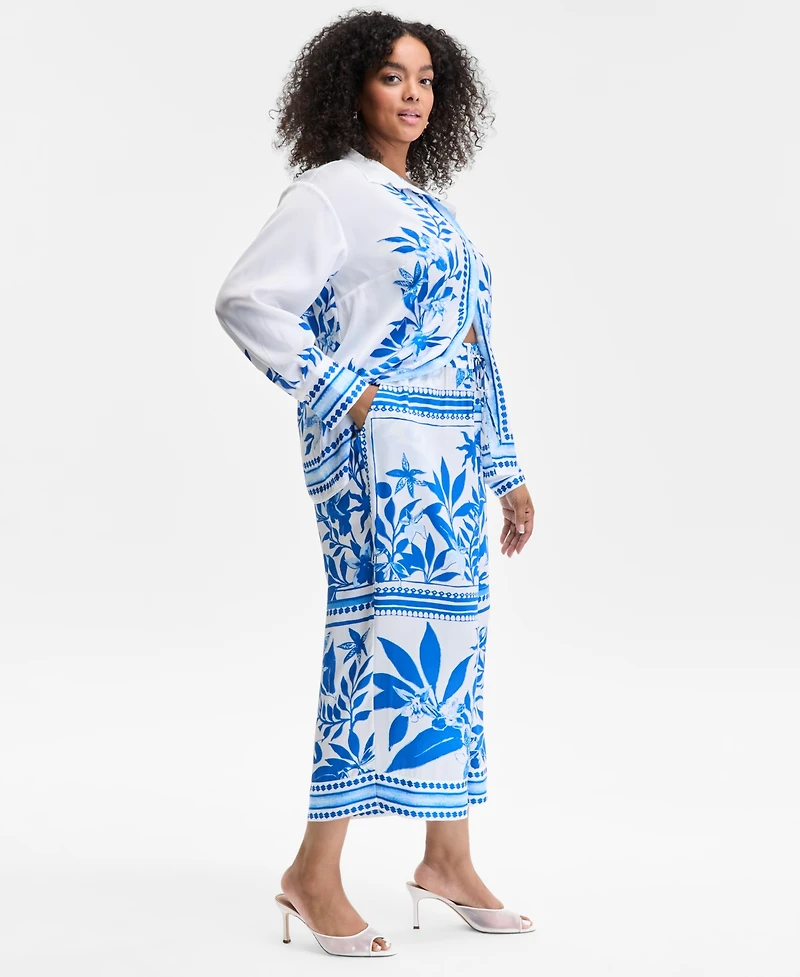 I.n.c. International Concepts Plus Drawstring Wide-Leg Pants, Exclusively at Macy's