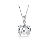 Inspirational My Angel Word Opening Heart Shape Angel Wing Locket Pendant Necklace .925 Sterling Silver