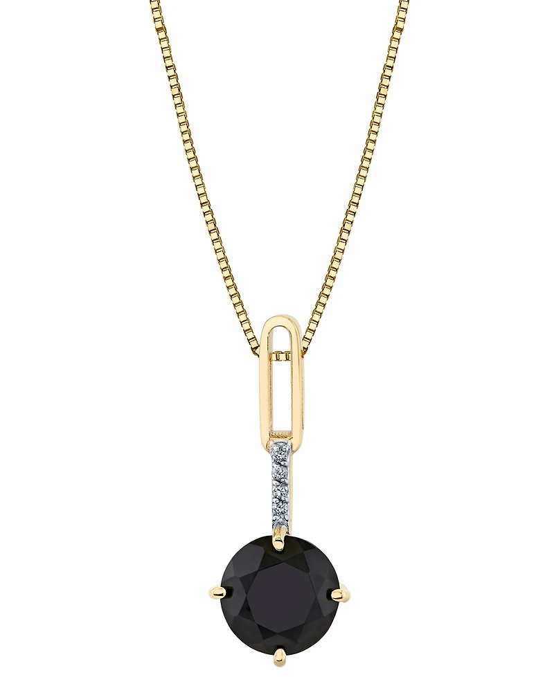Onyx (8mm) & Diamond Accent 18" Pendant Necklace in 10k Yellow Gold