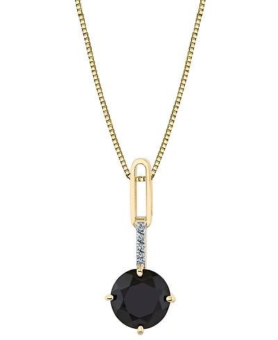 Onyx (8mm) & Diamond Accent 18" Pendant Necklace in 10k Yellow Gold