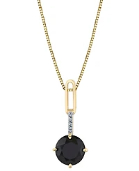 Onyx (8mm) & Diamond Accent 18" Pendant Necklace in 10k Yellow Gold