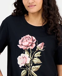 Self Esteem Juniors' Floral Boyfriend T-Shirt