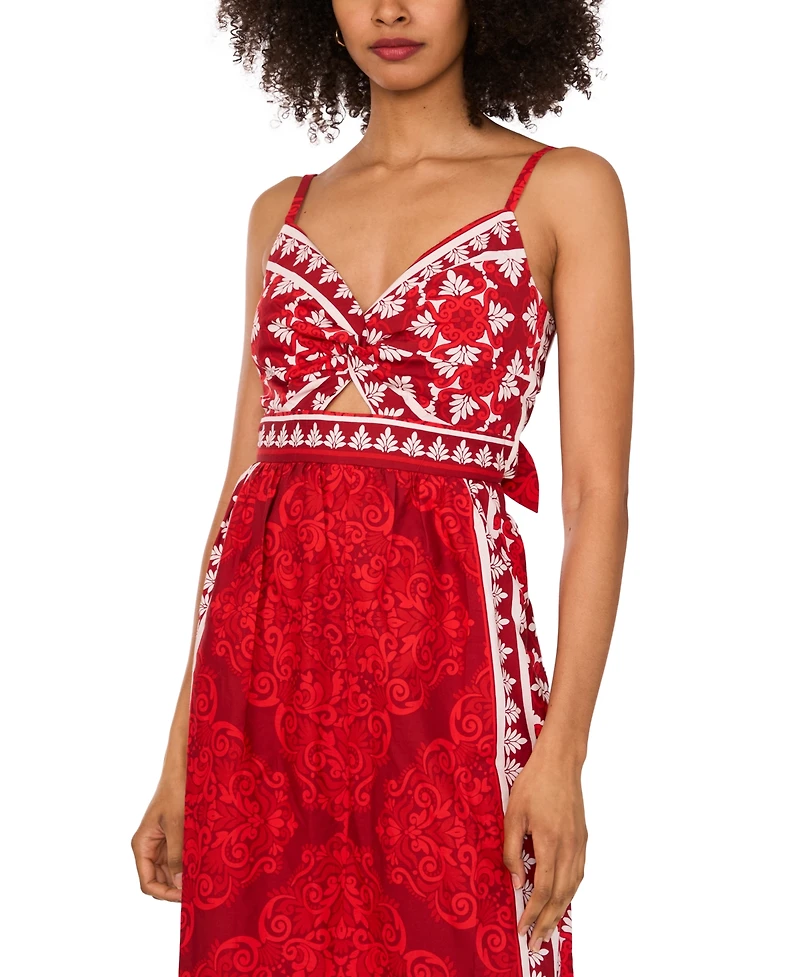 1.state Women's Cotton Printed Twist-Front Maxi Dress