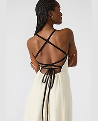 Steve Madden Women's Riyan Tipped Apron-Neck Midi Dress