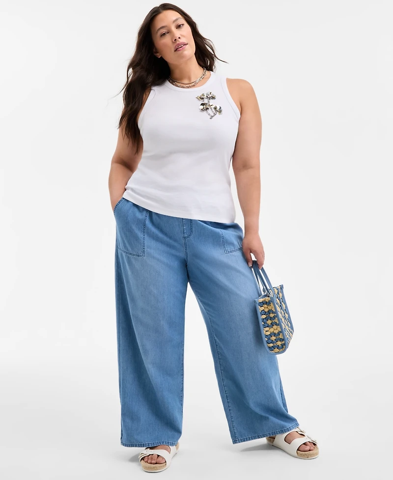On 34th Trendy Plus Embellished Crewneck Sleeveless Top, Exclusively at Macy's