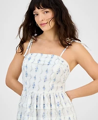 And Now This Petite Floral-Print Square-Neck Sleeveless Ruffle Midi Dress, Exclusively at Macy's