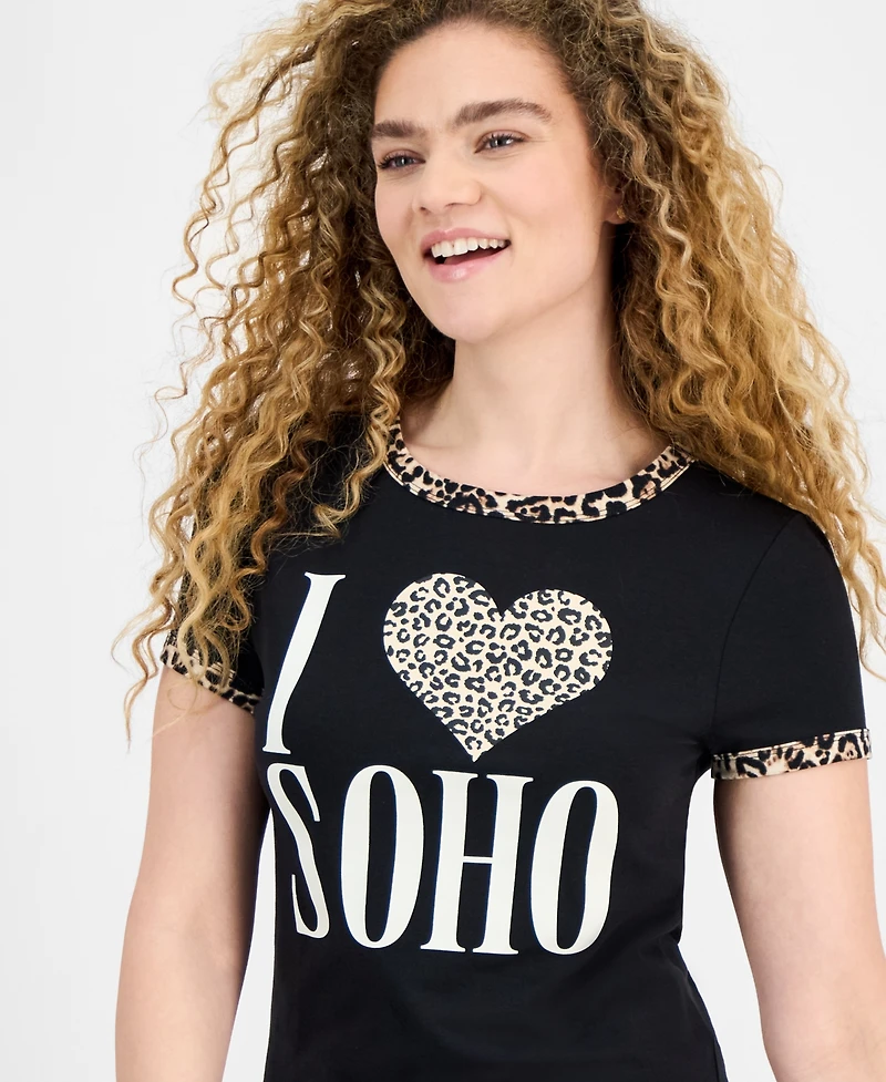 Rebellious One Juniors' Animal-Print Contrast-Trim Top