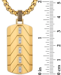 Esquire Men's Jewelry Diamond Chevron Dog Tag 22" Pendant Necklace (1/20 ct. t.w.) in Black & Gold-Tone Ion Plated Stainless Steel, Exclusively at Mac
