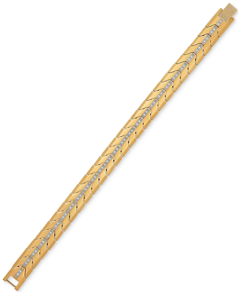 Esquire Men's Jewelry Diamond Chevron Link Bracelet (1/4 ct. t.w.) in Stainless Steel & Gold Ion-Plate, Exclusively at Macy's