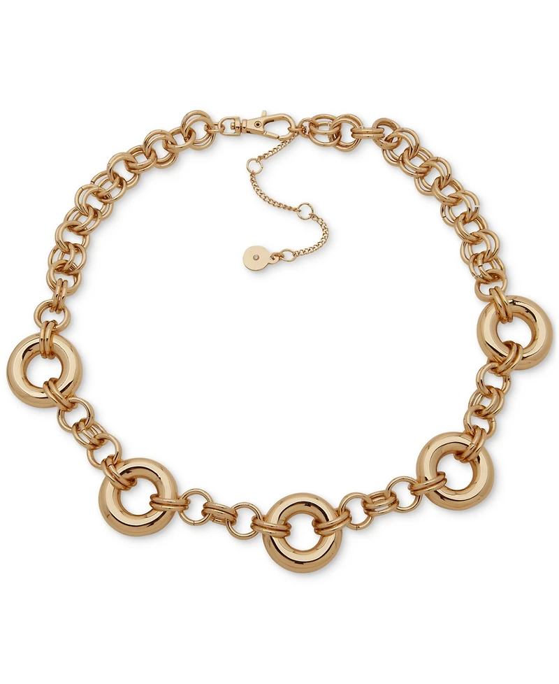 Dkny Gold-Tone Double Cable Chain Collar Necklace, 16" + 3" extender