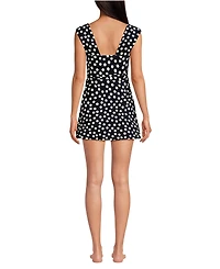 Lands' End Women's Smoothing Square Neck Ruched Swim Dress Swimsuit