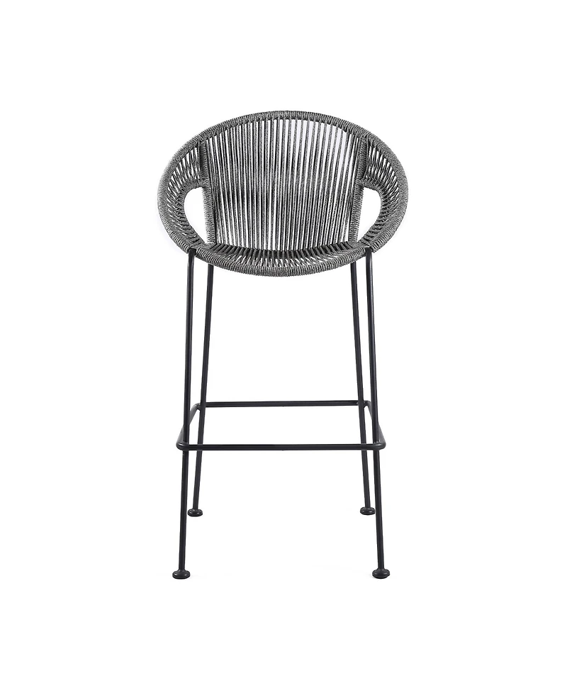 Low Back Metal Outdoor Counter Height Bar Chair with Footrest – Perfect for Patio